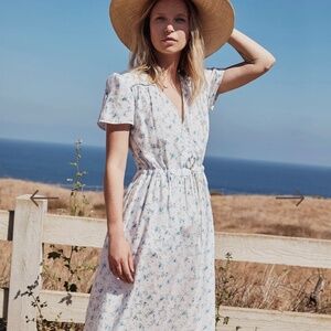 Christy Dawn— The Dawn Dress; White & Blue Floral